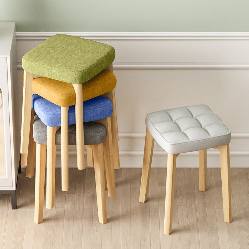 Contemporary Tech Fabric Solid Wood Stackable Low Stool