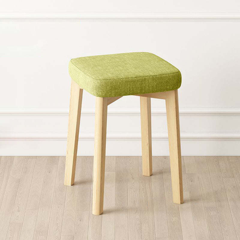 Contemporary Tech Fabric Solid Wood Stackable Low Stool — Lake Blue Linen