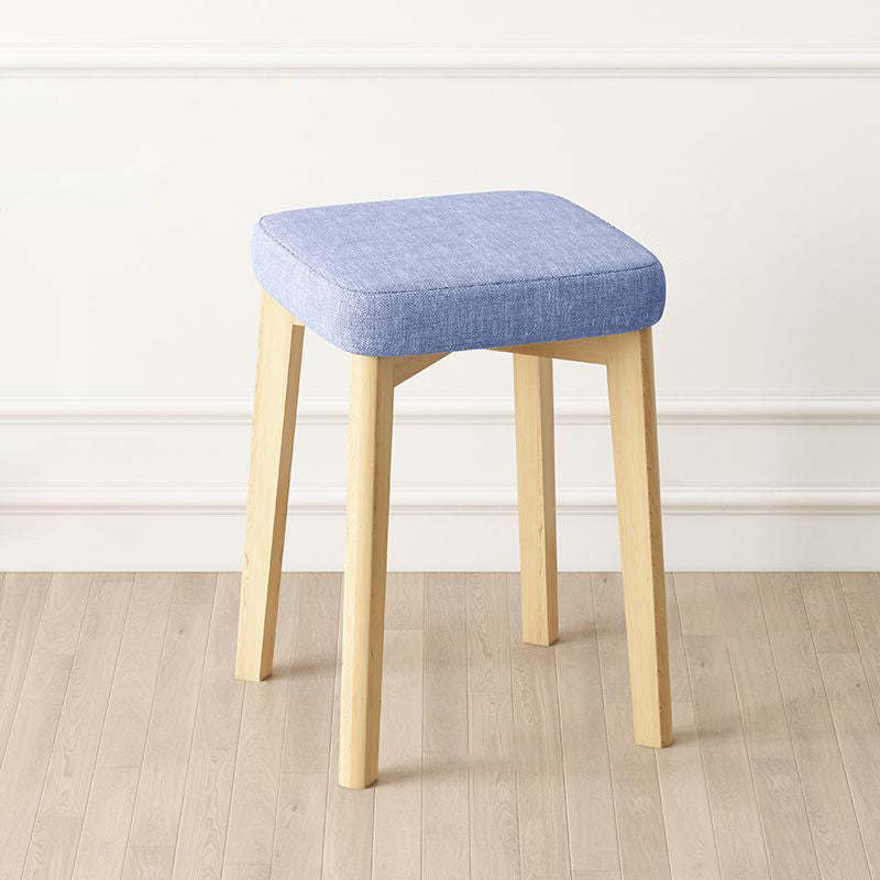 Contemporary Tech Fabric Solid Wood Stackable Low Stool — Off White Tech Fabric