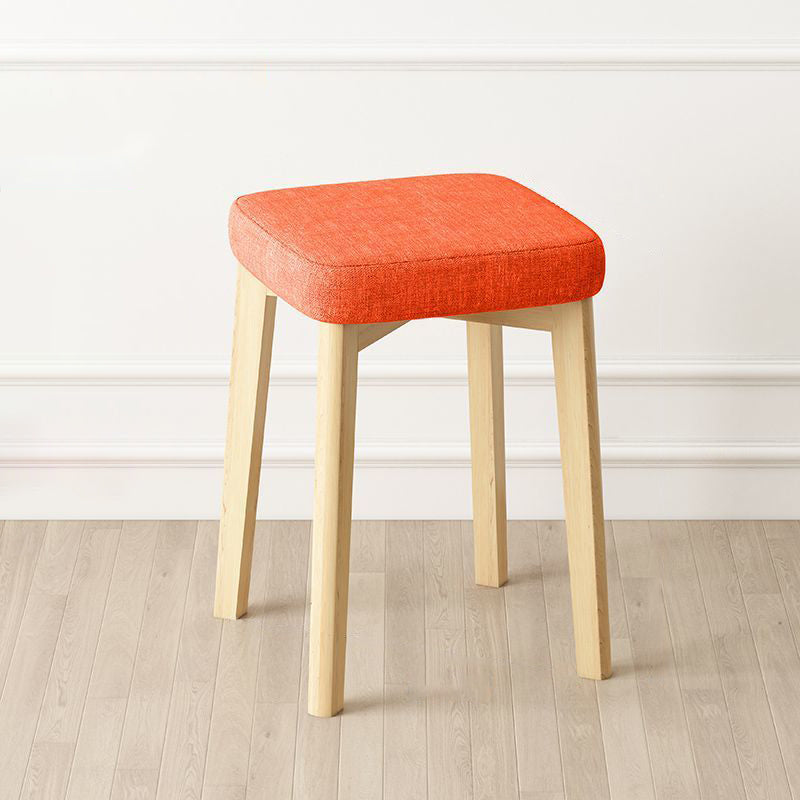 Contemporary Tech Fabric Solid Wood Stackable Low Stool — Light Gray Tech Fabric