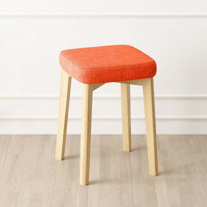 Contemporary Tech Fabric Solid Wood Stackable Low Stool — Light Gray Tech Fabric