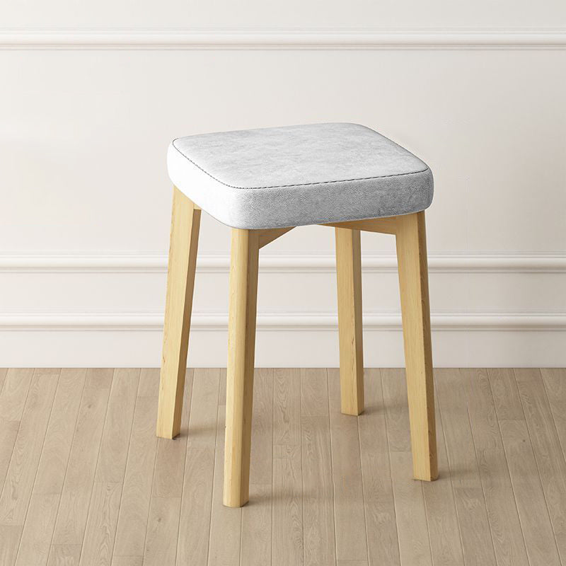 Contemporary Tech Fabric Solid Wood Stackable Low Stool — Green Tech Fabric