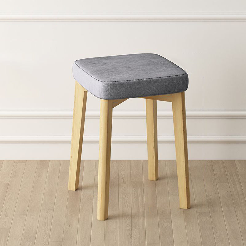 Contemporary Tech Fabric Solid Wood Stackable Low Stool