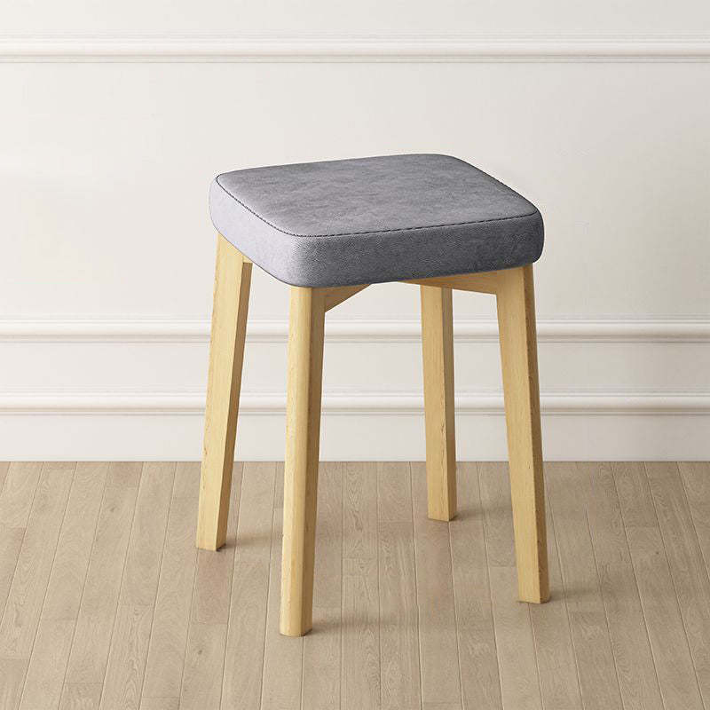 Contemporary Tech Fabric Solid Wood Stackable Low Stool