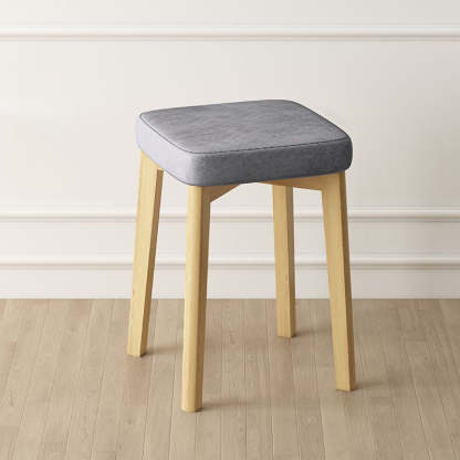 Contemporary Tech Fabric Solid Wood Stackable Low Stool