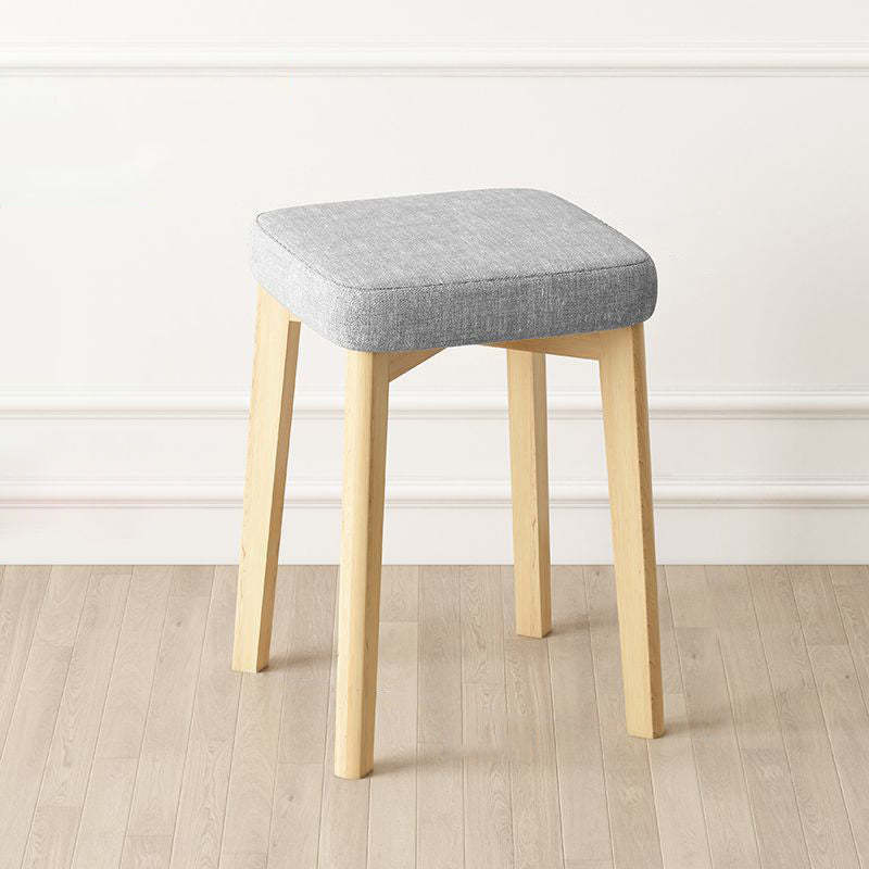 Contemporary Tech Fabric Solid Wood Stackable Low Stool