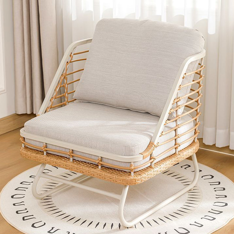 Boho Rattan Woven Steel Accent Chair