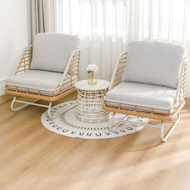 Boho Rattan Woven Steel Accent Chair