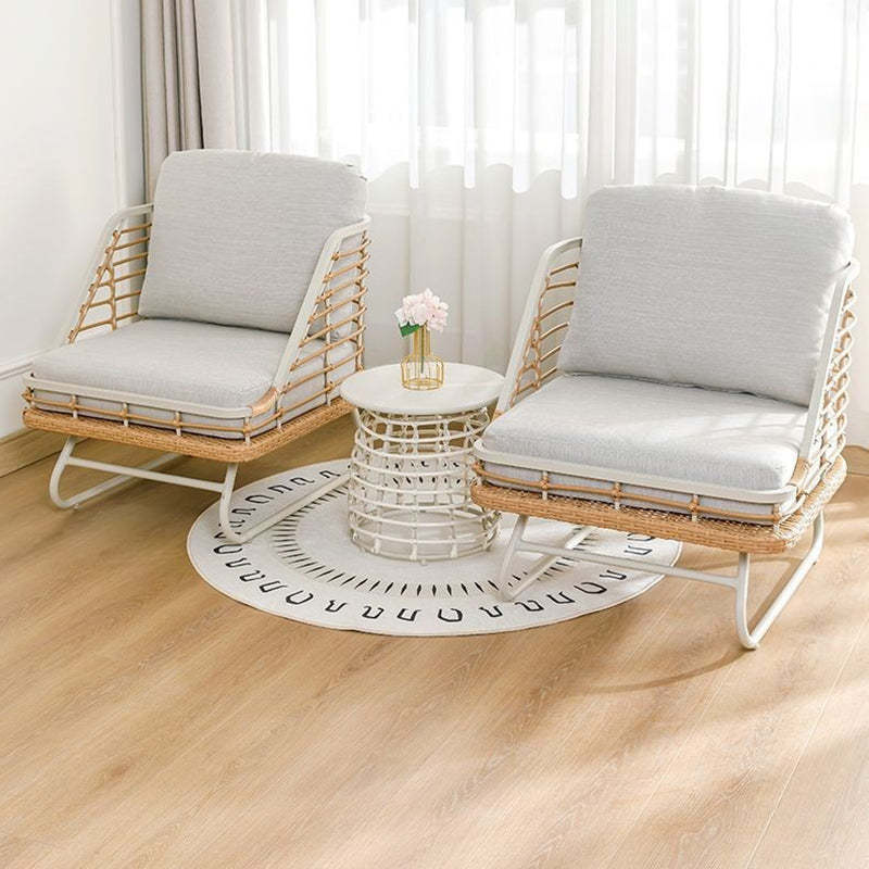 Boho Rattan Woven Steel Accent Chair