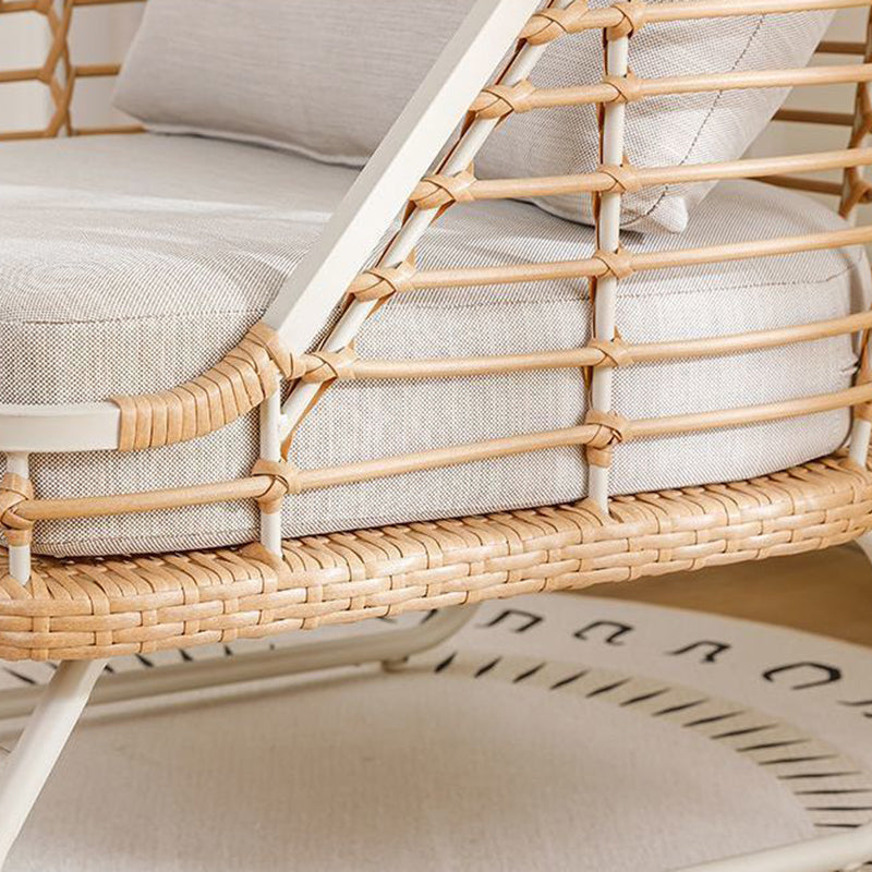 Boho Rattan Woven Steel Accent Chair
