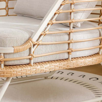 Boho Rattan Woven Steel Accent Chair
