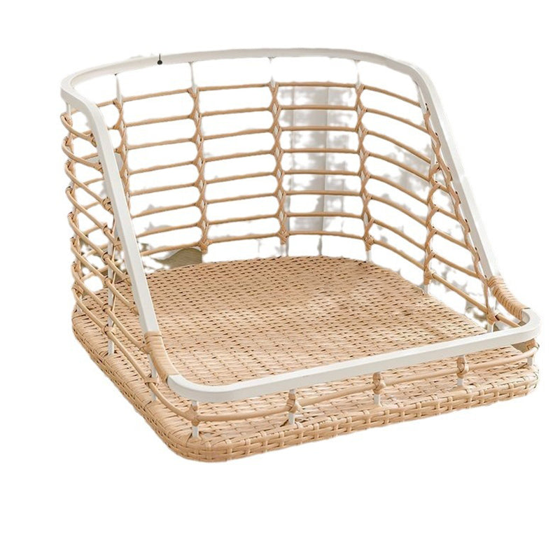 Boho Rattan Woven Steel Accent Chair