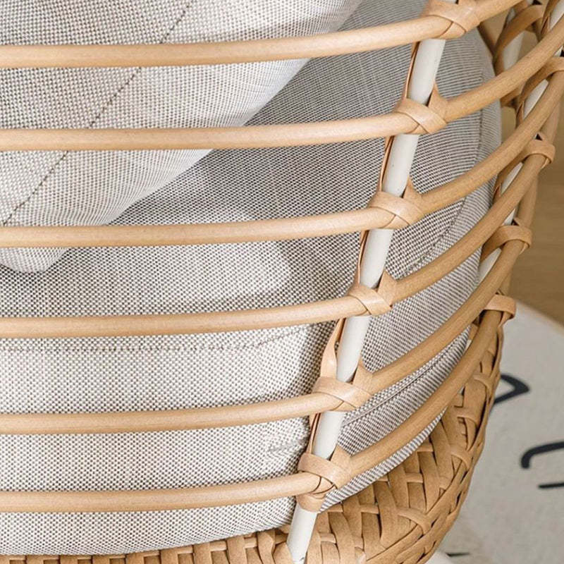 Boho Rattan Woven Steel Accent Chair