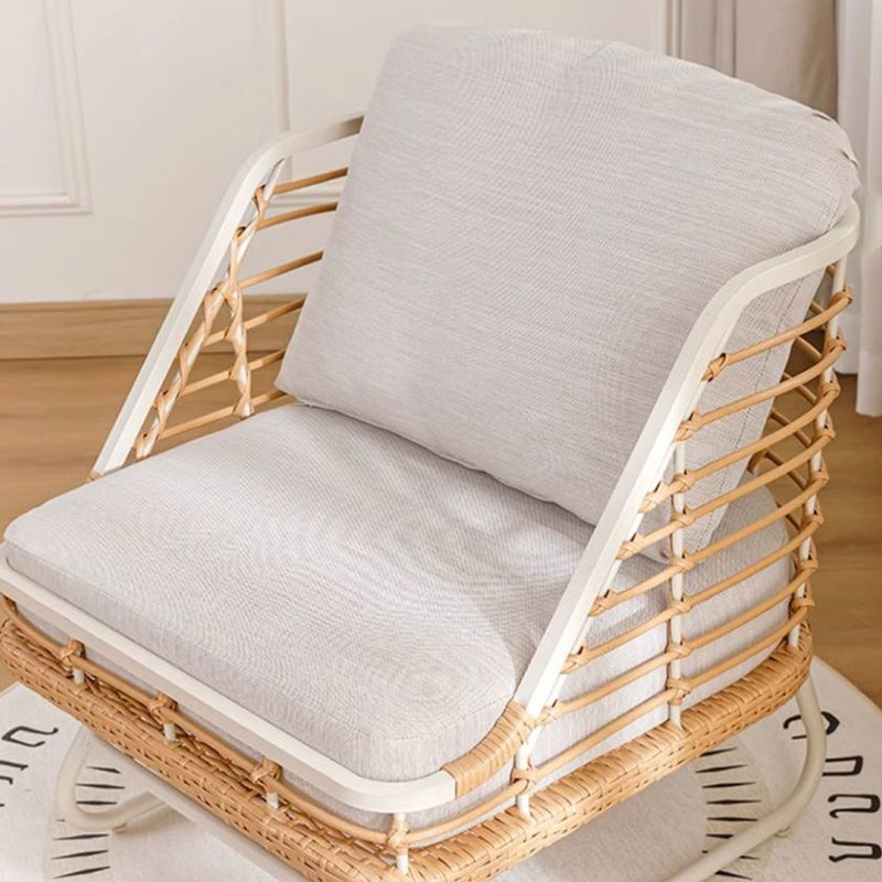 Boho Rattan Woven Steel Accent Chair