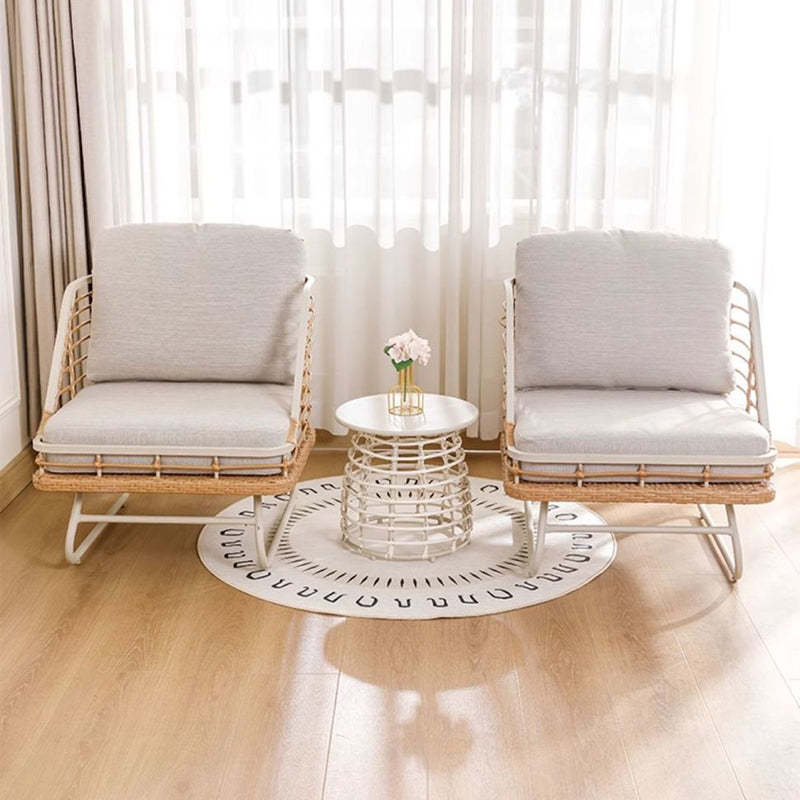 Boho Rattan Woven Steel Accent Chair