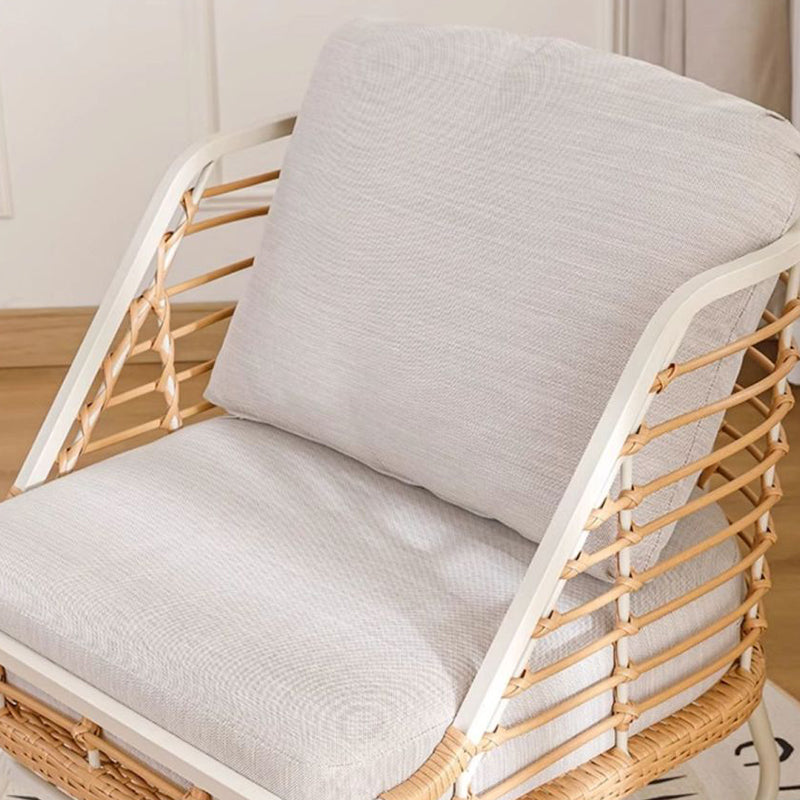 Boho Rattan Woven Steel Accent Chair