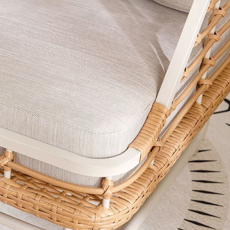 Boho Rattan Woven Steel Accent Chair