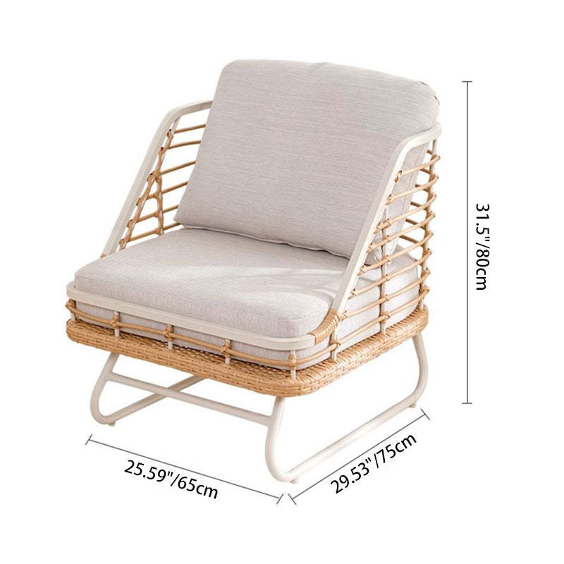 Boho Rattan Woven Steel Accent Chair