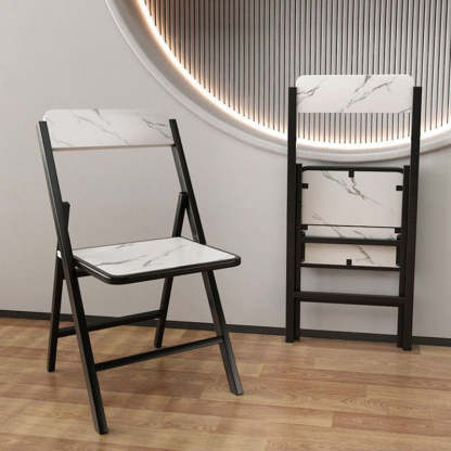 Modern Solid Wood Melamine Foldable Dining Chair — Black