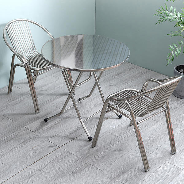 Modern Curved Steel Stackable Dining Chair