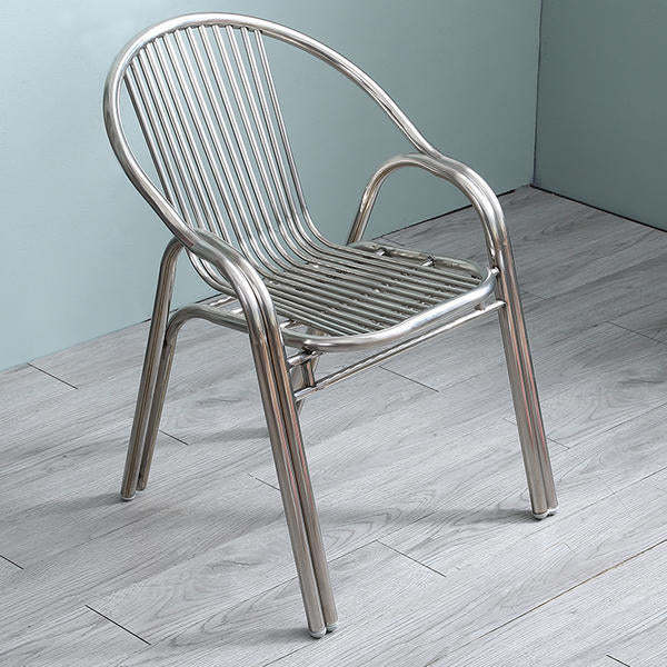 Modern Curved Steel Stackable Dining Chair — Chrome