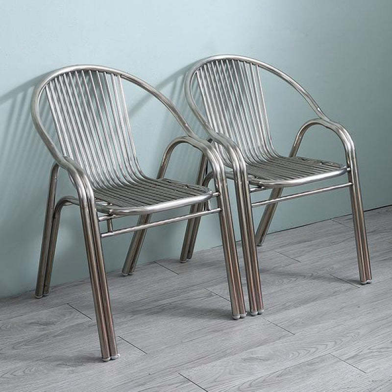 Modern Curved Steel Stackable Dining Chair