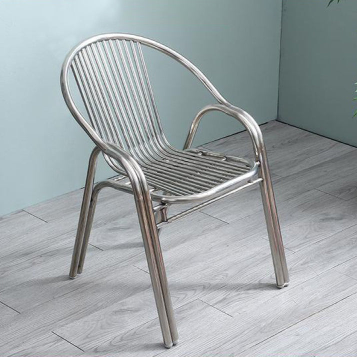 Modern Curved Steel Stackable Dining Chair
