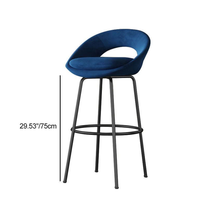 Contemporary Round Flannel Metal Bar Stool — Grey+Gold Chair Legs