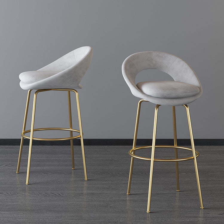 Contemporary Round Flannel Metal Bar Stool