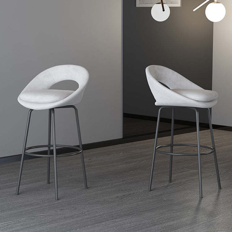Contemporary Round Flannel Metal Bar Stool