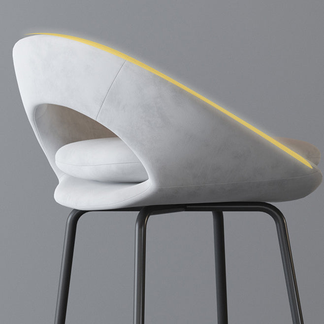 Contemporary Round Flannel Metal Bar Stool — Green+Gold Chair Legs