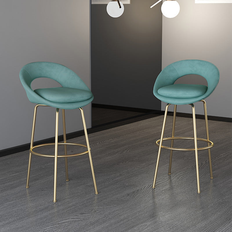 Contemporary Round Flannel Metal Bar Stool