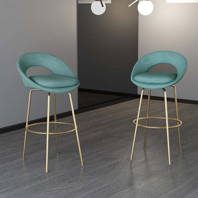 Contemporary Round Flannel Metal Bar Stool