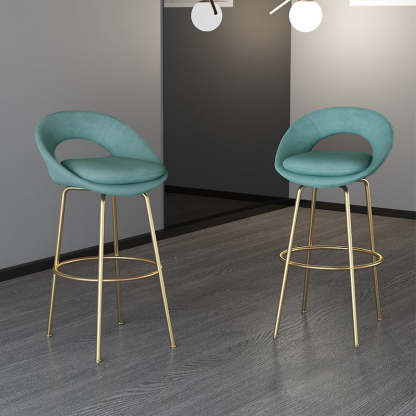 Contemporary Round Flannel Metal Bar Stool