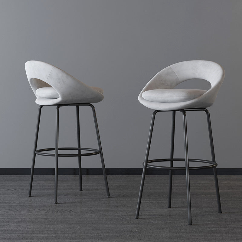 Contemporary Round Flannel Metal Bar Stool — Treasure Blue+Gold Chair Legs