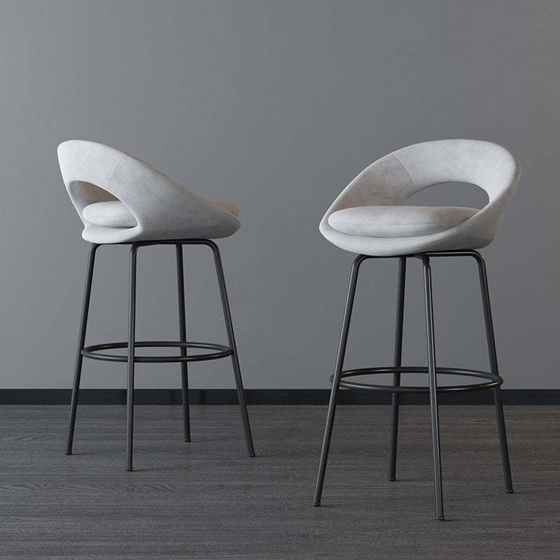 Contemporary Round Flannel Metal Bar Stool — Treasure Blue+Gold Chair Legs