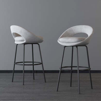 Contemporary Round Flannel Metal Bar Stool — Treasure Blue+Gold Chair Legs