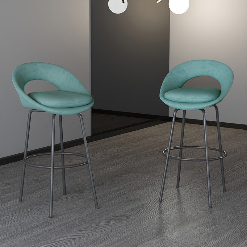 Contemporary Round Flannel Metal Bar Stool