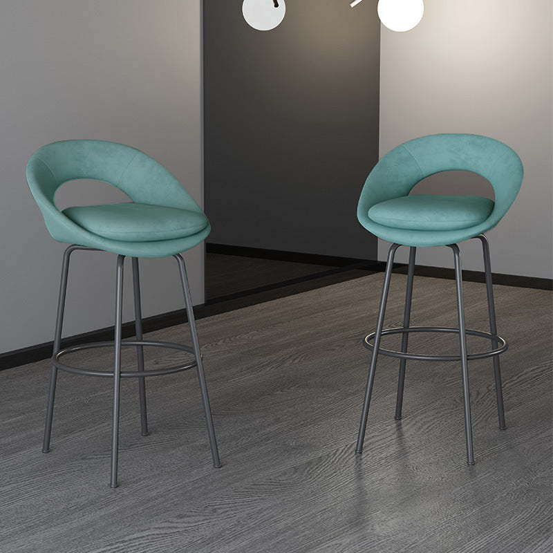 Contemporary Round Flannel Metal Bar Stool