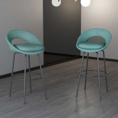 Contemporary Round Flannel Metal Bar Stool