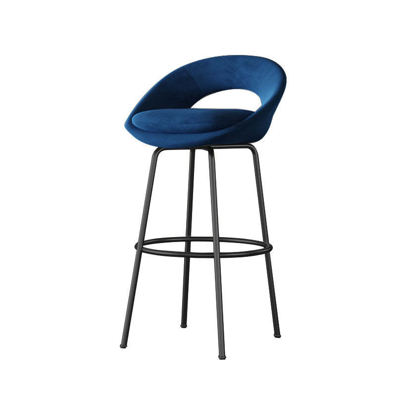 Contemporary Round Flannel Metal Bar Stool