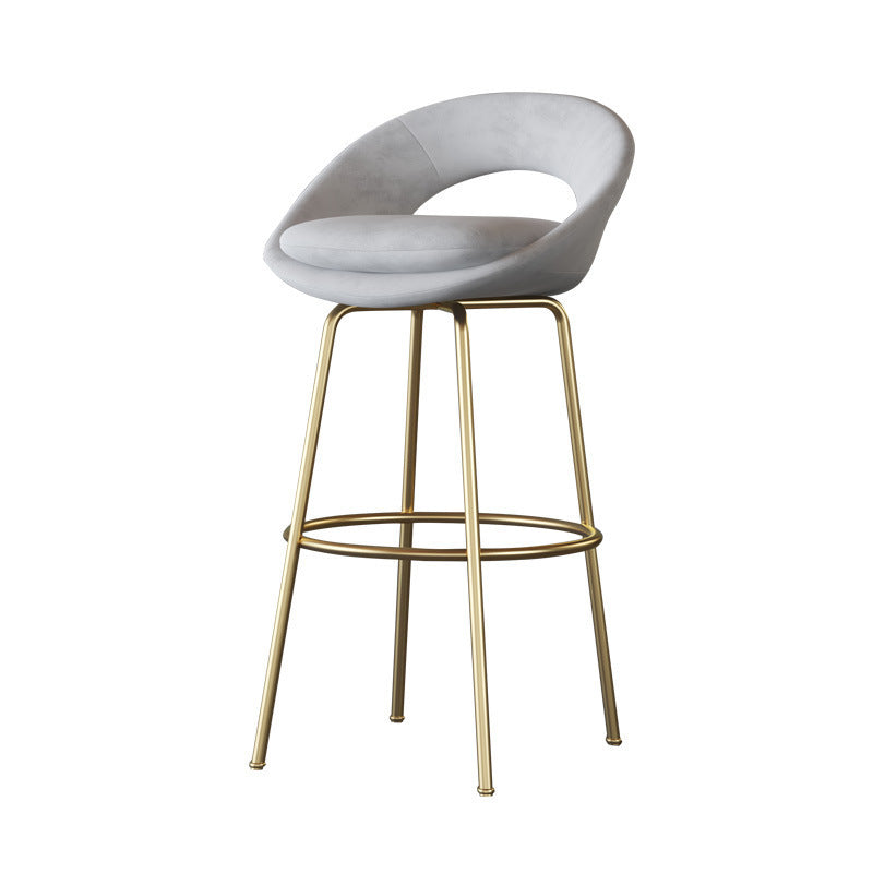 Contemporary Round Flannel Metal Bar Stool