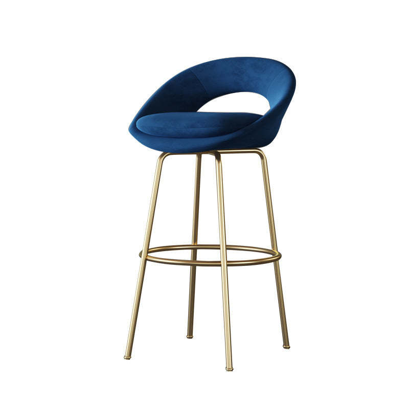 Contemporary Round Flannel Metal Bar Stool