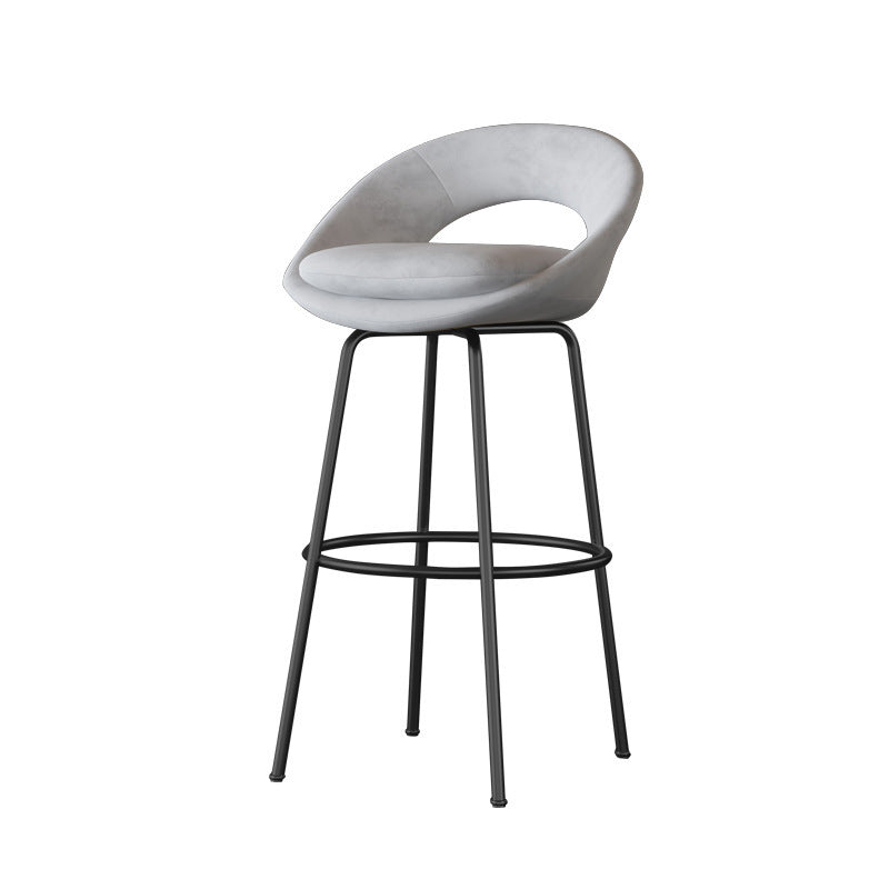 Contemporary Round Flannel Metal Bar Stool