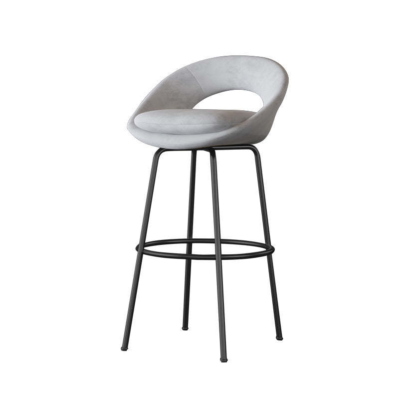 Contemporary Round Flannel Metal Bar Stool