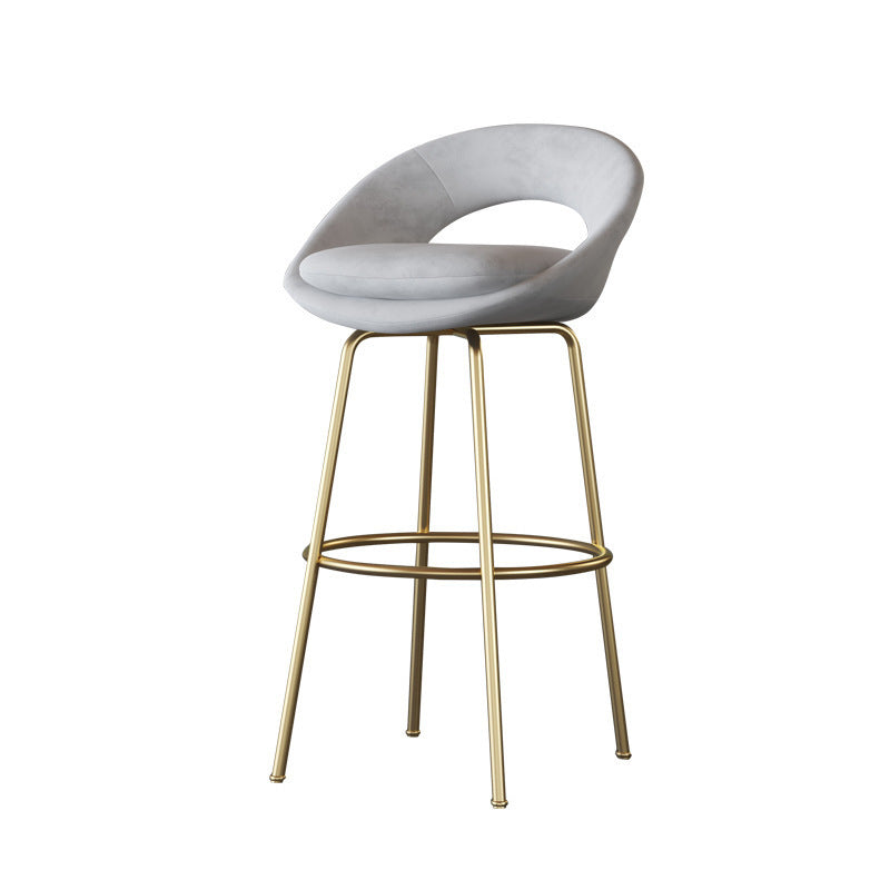 Contemporary Round Flannel Metal Bar Stool