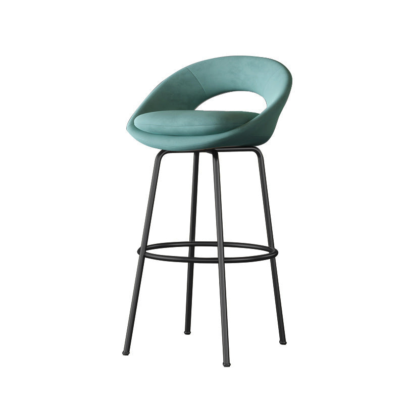 Contemporary Round Flannel Metal Bar Stool