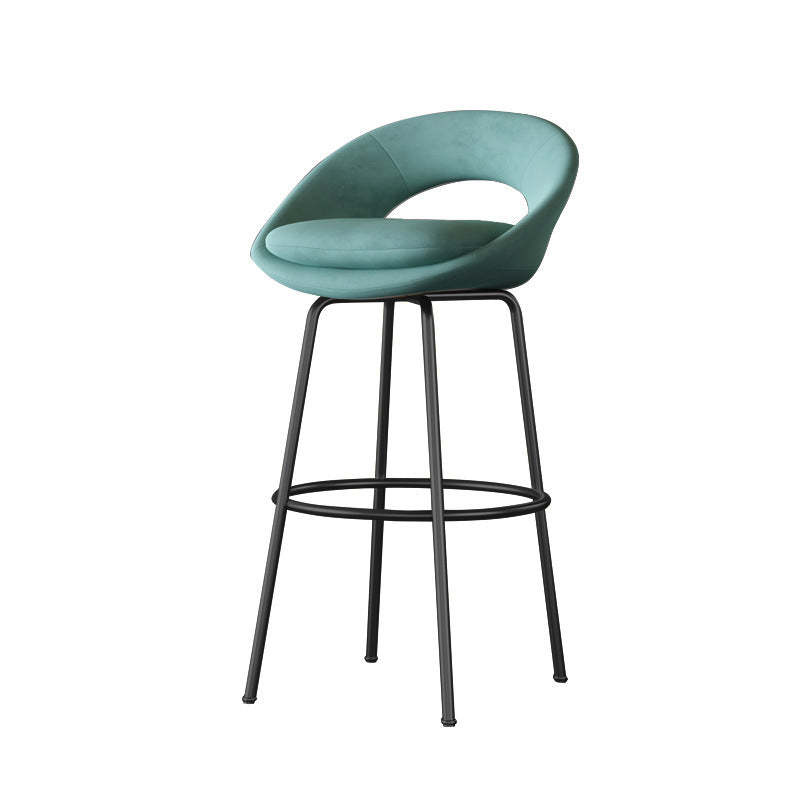 Contemporary Round Flannel Metal Bar Stool