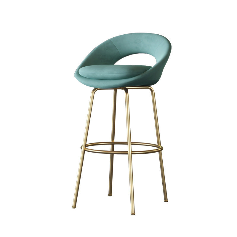 Contemporary Round Flannel Metal Bar Stool