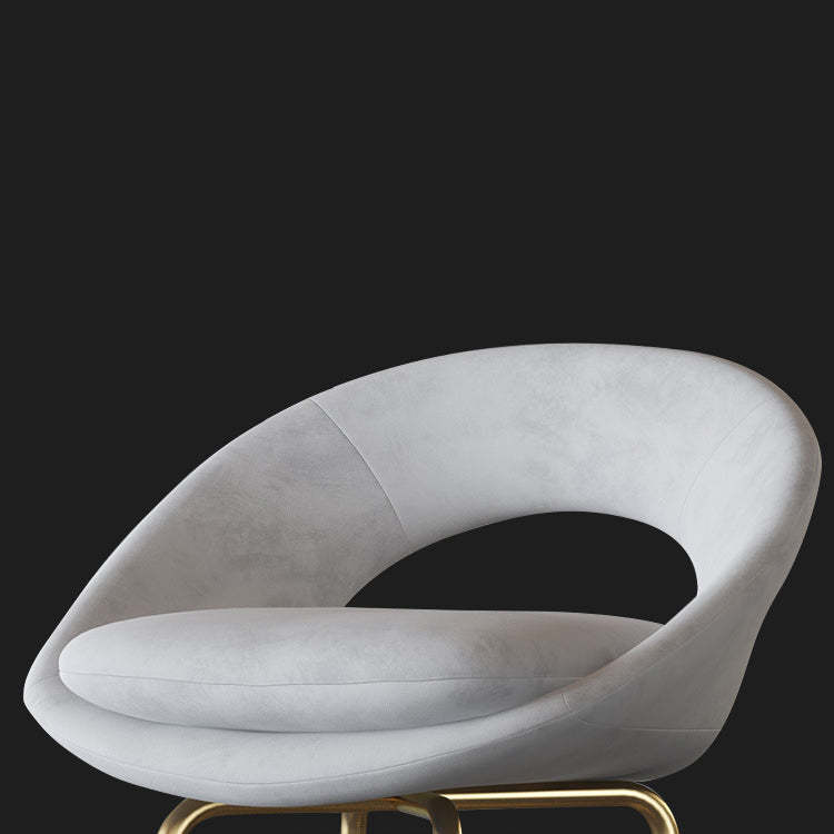 Contemporary Round Flannel Metal Bar Stool — Grey+Black Chair Legs